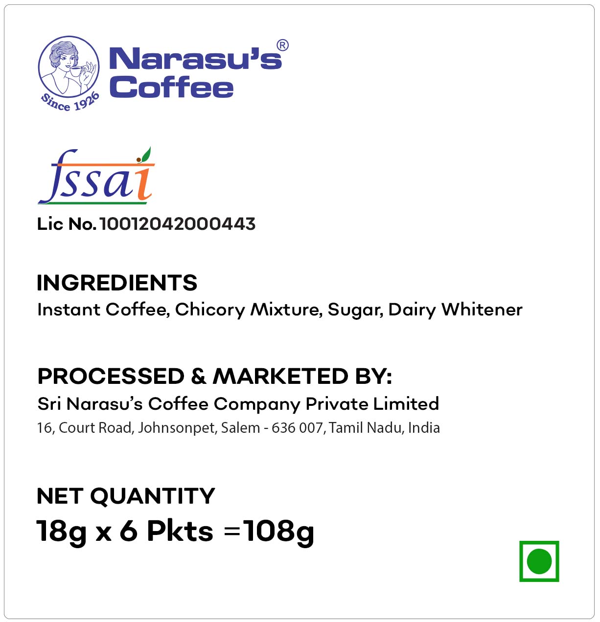 Narasu’s 3 in 1 Coffee Premix Stick Pack